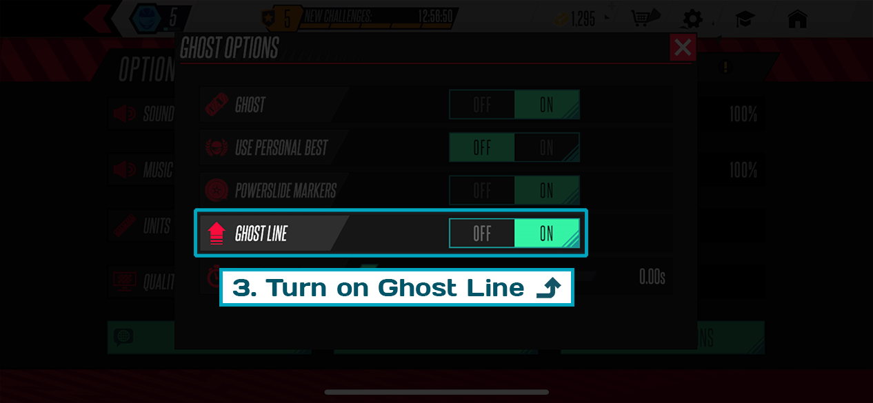 turn on ghost line